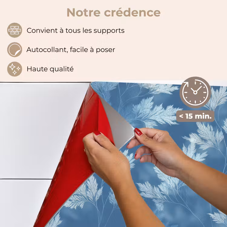 Fond de hotte - Fougère - Botanique - Motif - Gris-bleu — 4