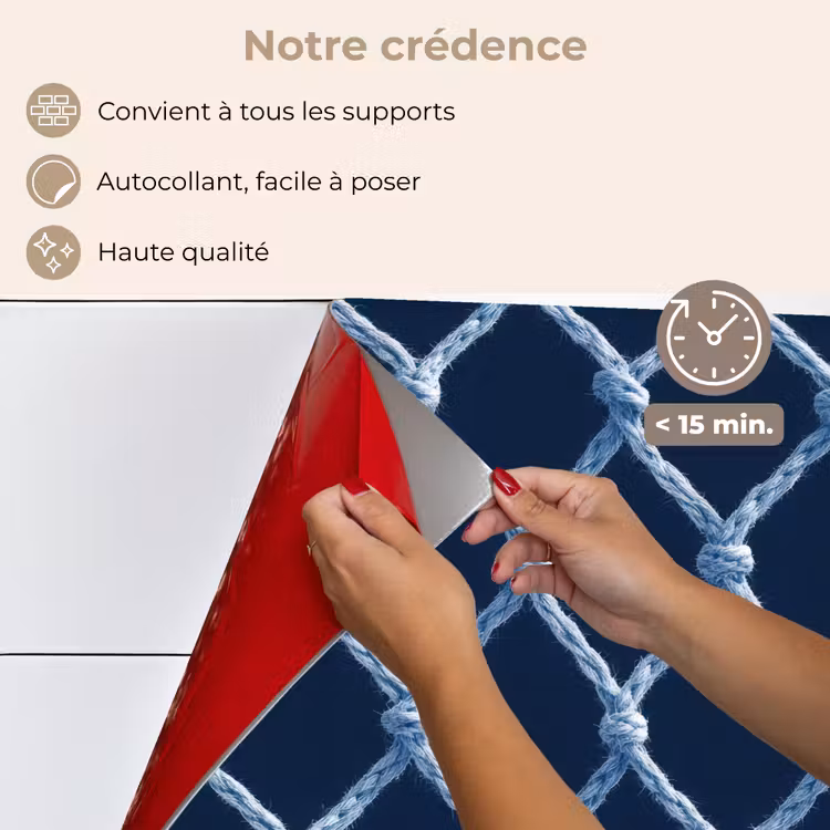 Fond de hotte - Résille - Corde - Motif - Bleu marine — 4