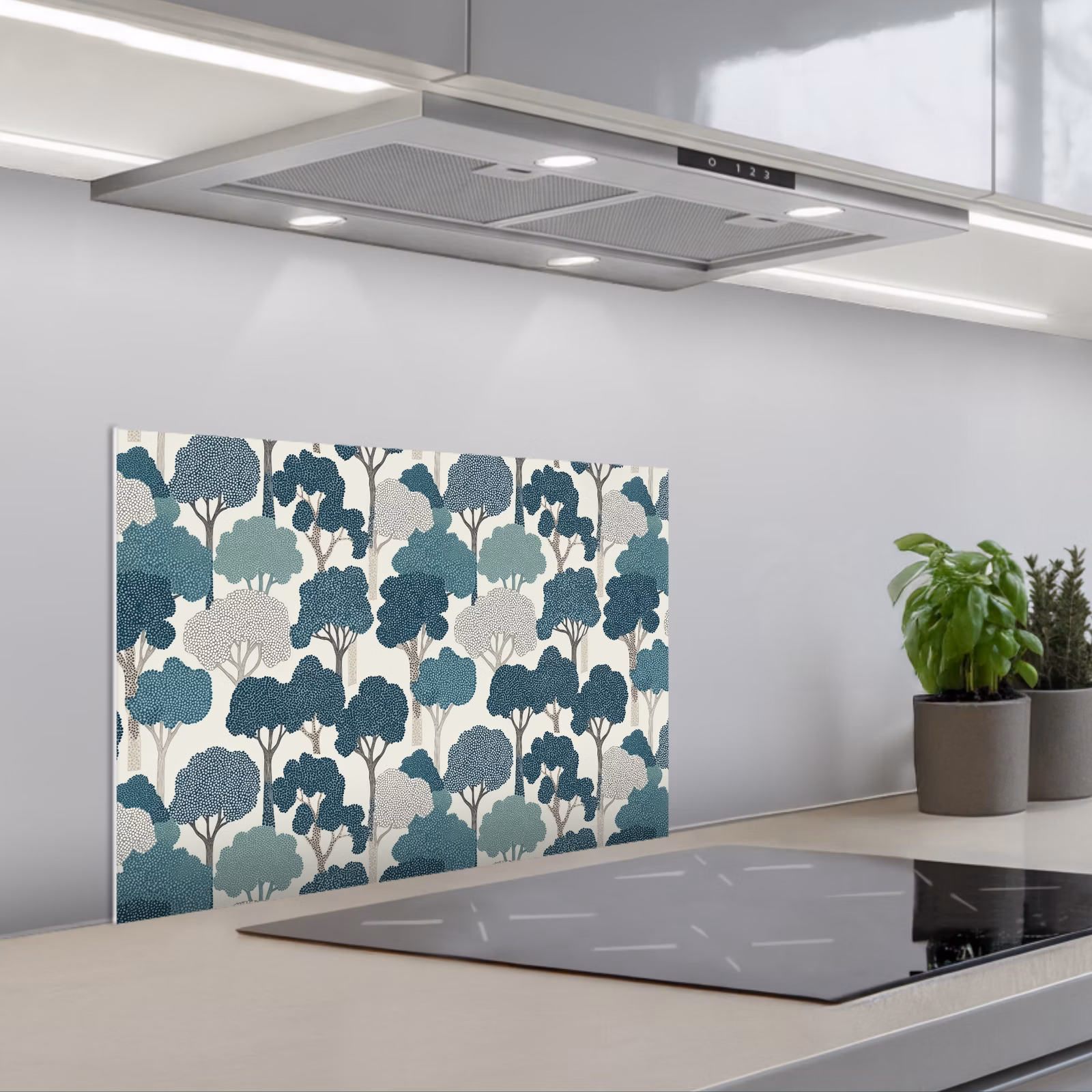 Fond de hotte - Moderne - Arbres - Forêt - Motif - Bleu — 1