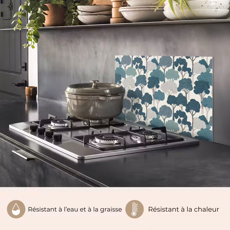 Fond de hotte - Moderne - Arbres - Forêt - Motif - Bleu — 2