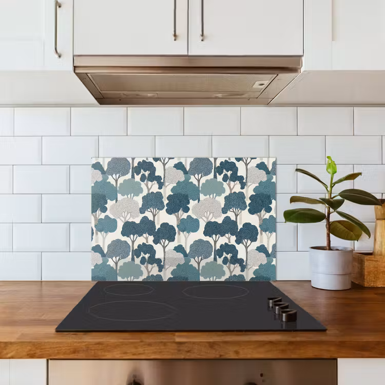 Fond de hotte - Moderne - Arbres - Forêt - Motif - Bleu — 3