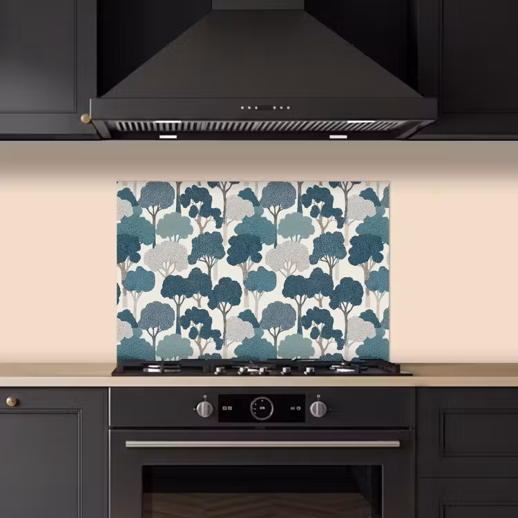 Fond de hotte - Moderne - Arbres - Forêt - Motif - Bleu — 5