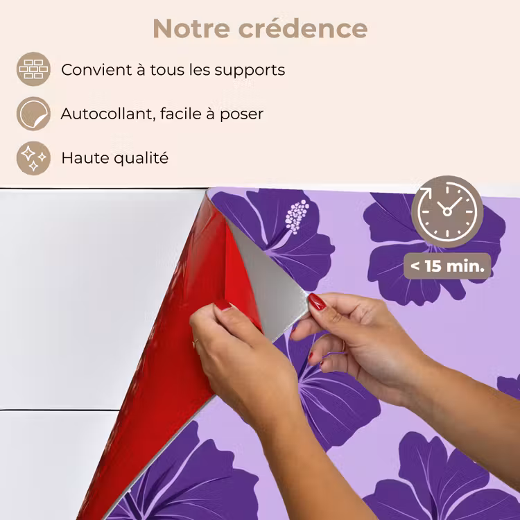 Fond de hotte - Hibiscus - Fleurs - Pourpre — 4