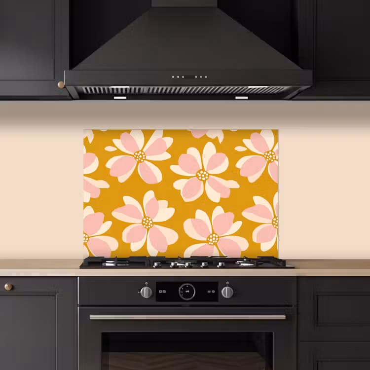 Fond de hotte - Vintage - Fleurs - Jaune ocre — 5