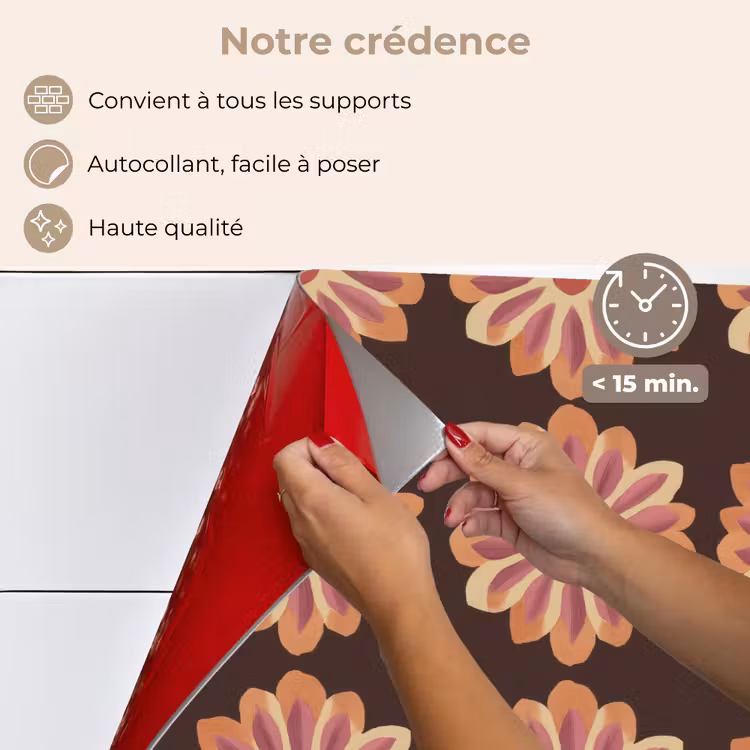 Fond de hotte - Fleurs - Motif - Marron — 4