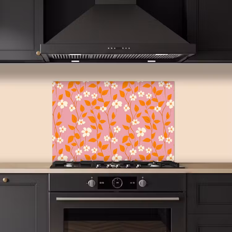 Fond de hotte - Fleurs - Motif - Orange — 5