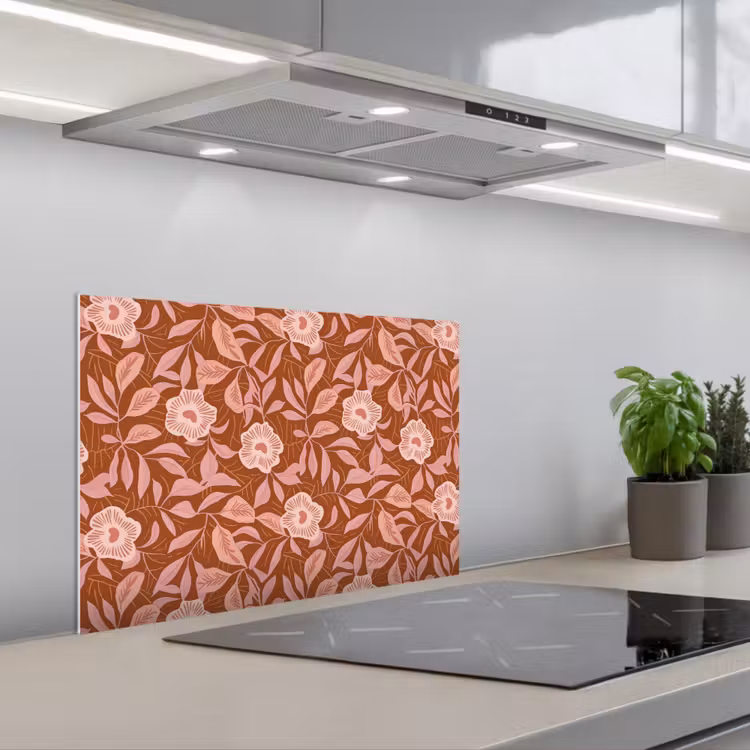 Fond de hotte - Motif - Feuilles - Terracotta — 1