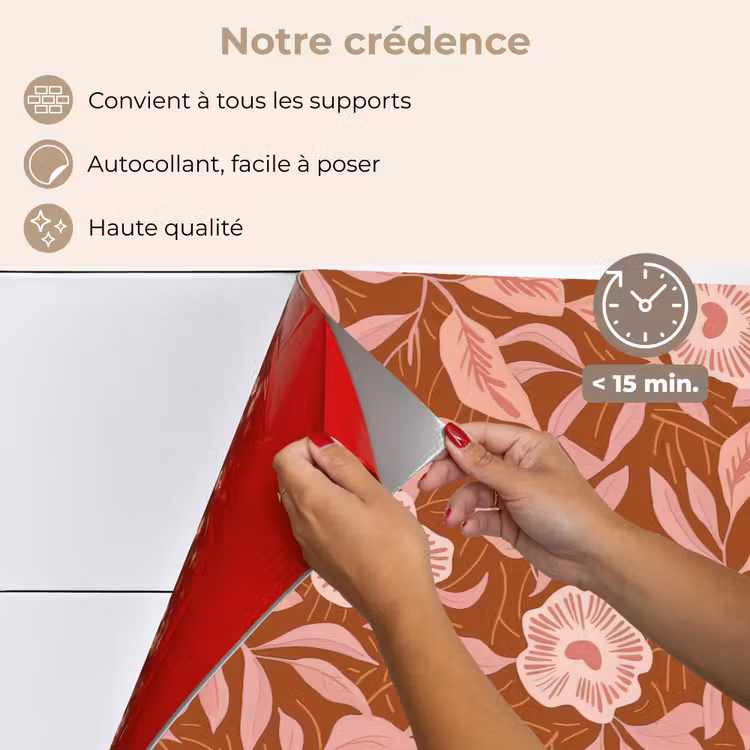 Fond de hotte - Motif - Feuilles - Terracotta — 4