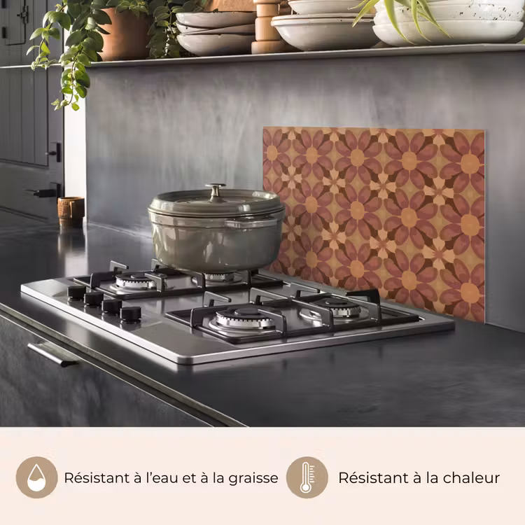 Fond de hotte - Retro - Fleurs - Marron — 2