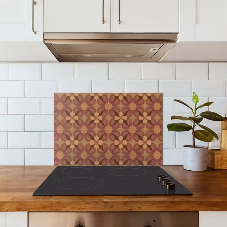 Fond de hotte - Retro - Fleurs - Marron — 3