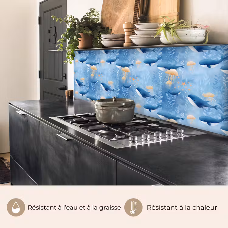Fond de hotte - Baleines - Océan - Bleu — 3