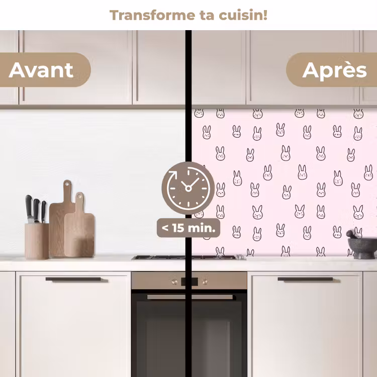 Fond de hotte - Lapins - Minimaliste - Rose — 2
