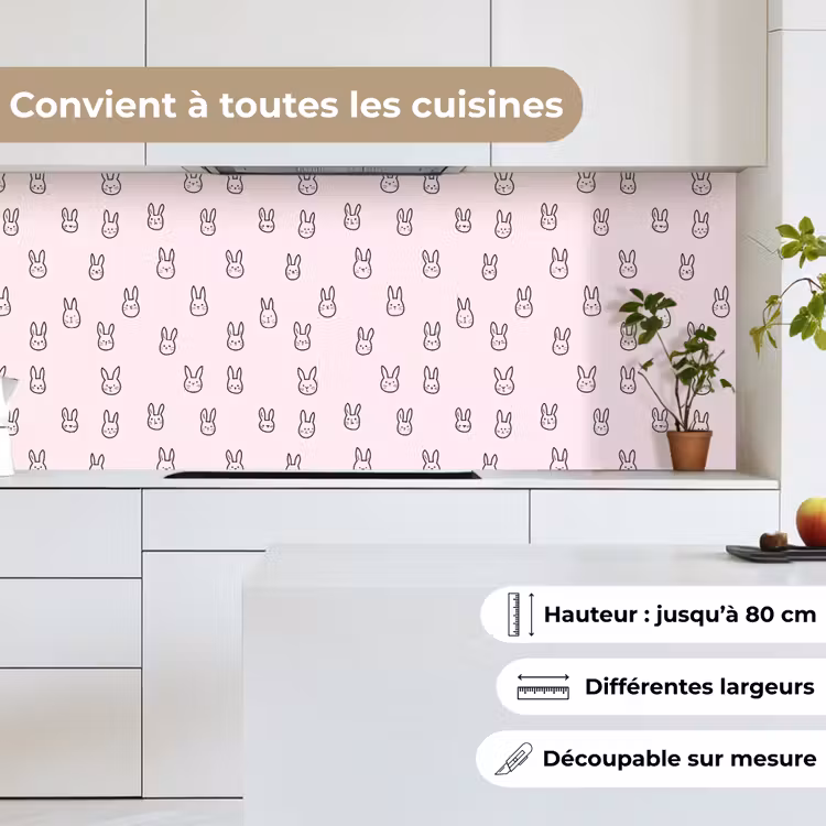 Fond de hotte - Lapins - Minimaliste - Rose — 4