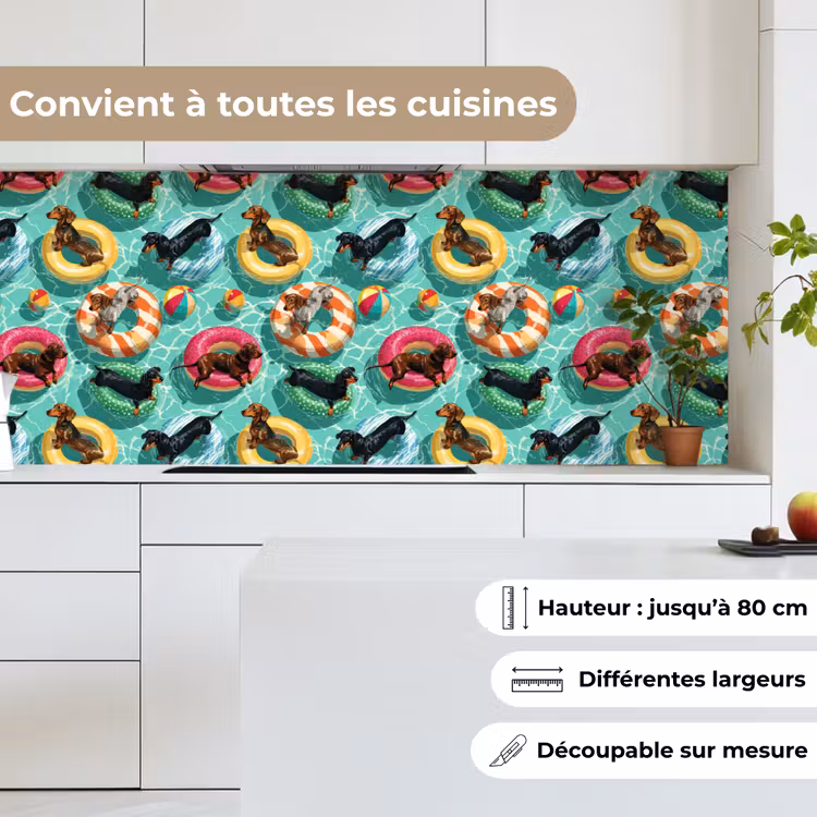 Fond de hotte - Teckels - Piscine - Coloré — 4