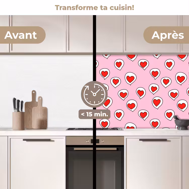 Fond de hotte - Coeurs - Motif - Rouge — 2