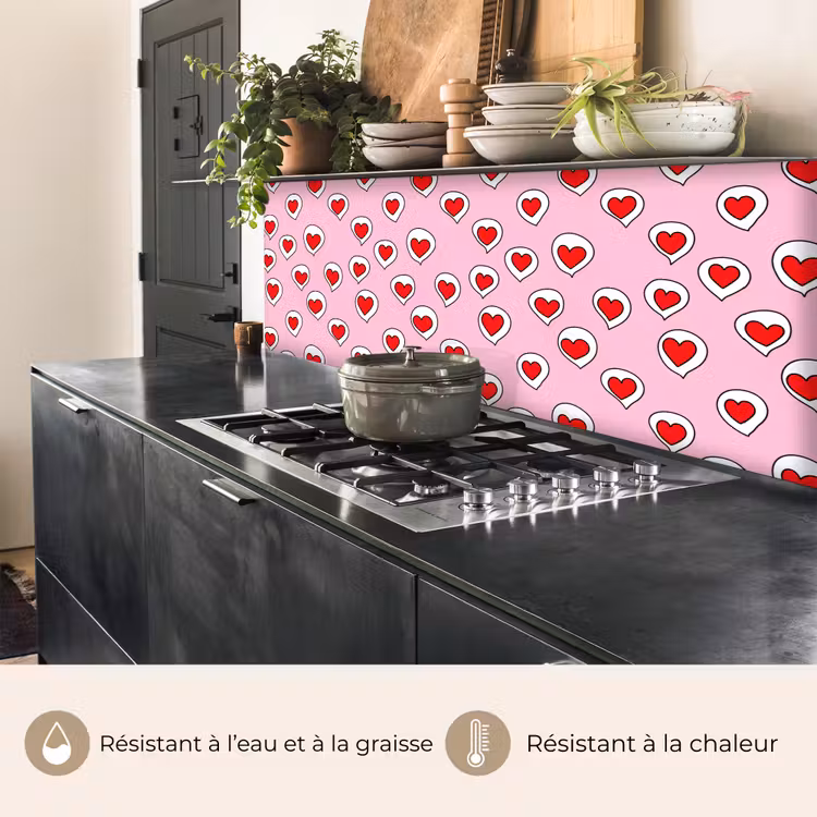 Fond de hotte - Coeurs - Motif - Rouge — 3