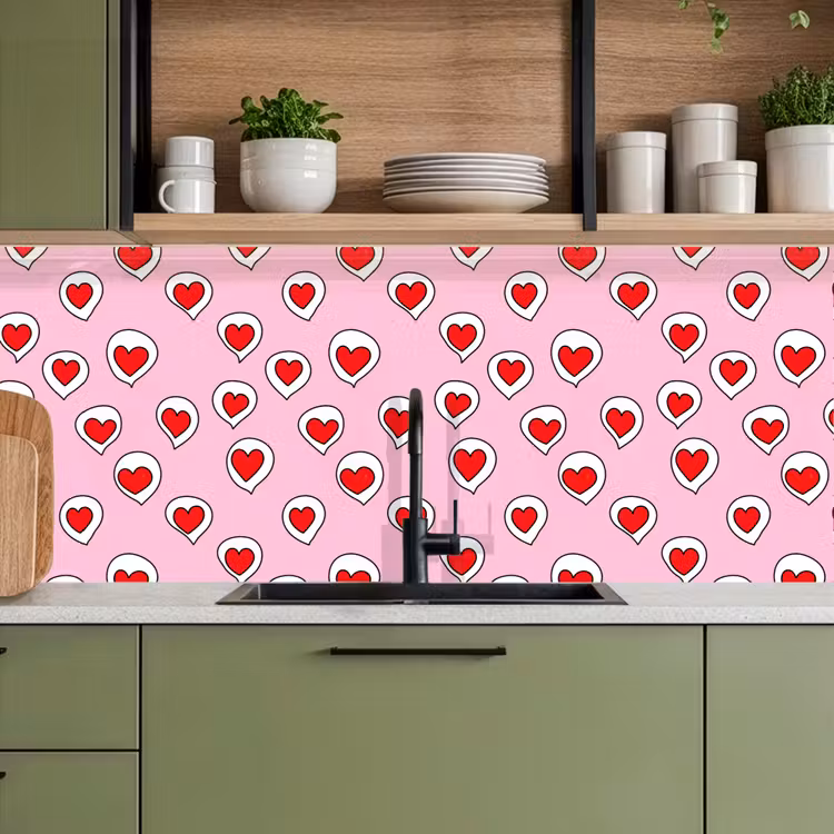 Fond de hotte - Coeurs - Motif - Rouge — 5