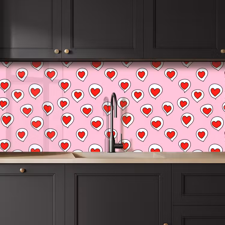 Fond de hotte - Coeurs - Motif - Rouge — 6