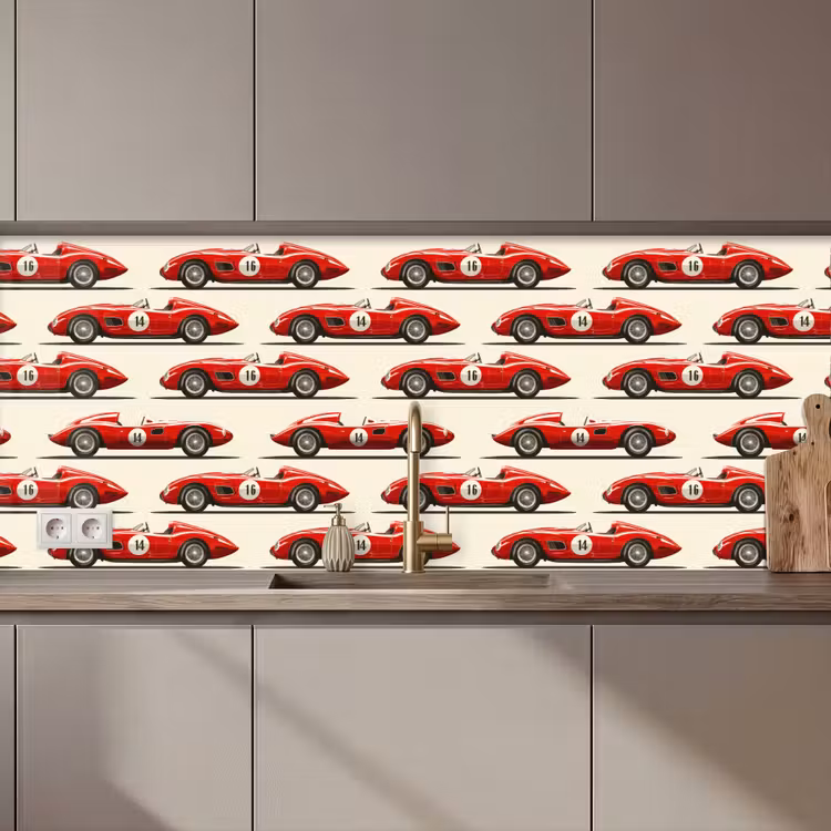 Fond de hotte - Voiture de course - Rétro - Rouge — 1