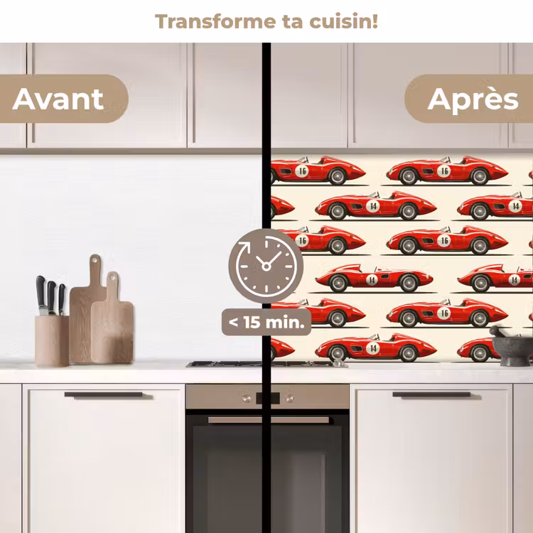 Fond de hotte - Voiture de course - Rétro - Rouge — 2