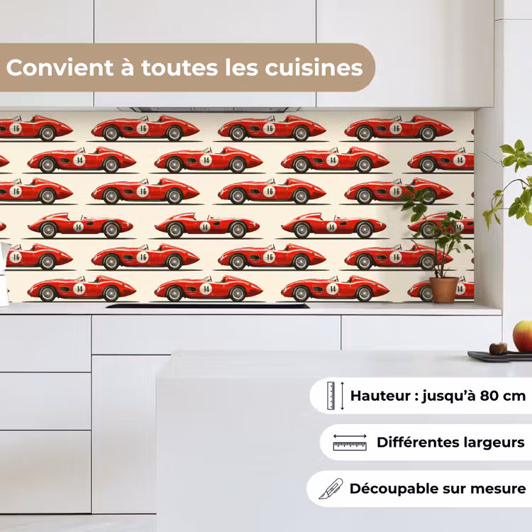 Fond de hotte - Voiture de course - Rétro - Rouge — 4