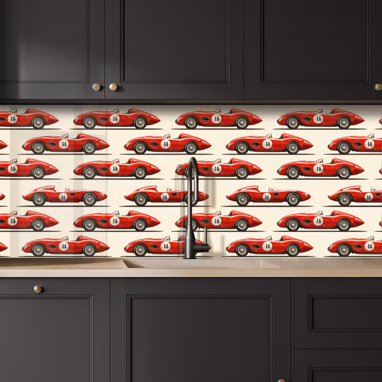 Fond de hotte - Voiture de course - Rétro - Rouge — 6