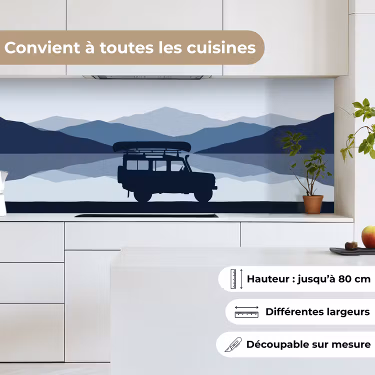 Fond de hotte - Voiture - Lac - Montagnes - Bleu — 4