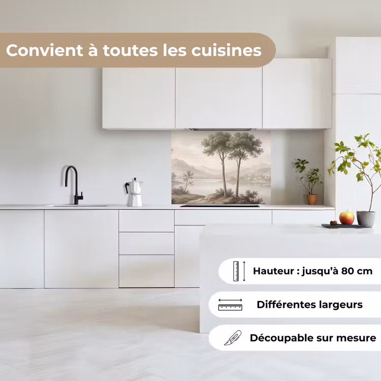 Crédence cuisine - Arbres - Lac - Montagnes - Illustration — 6