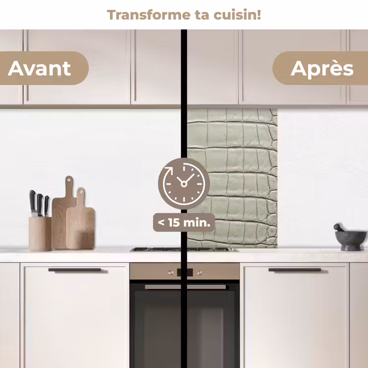Crédence cuisine - Cuir de crocodile - Écailles - Vert — 2