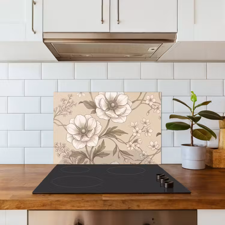 Fond de hotte - Fleurs - Motif - Beige — 3