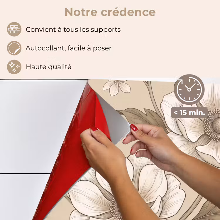 Fond de hotte - Fleurs - Motif - Beige — 4