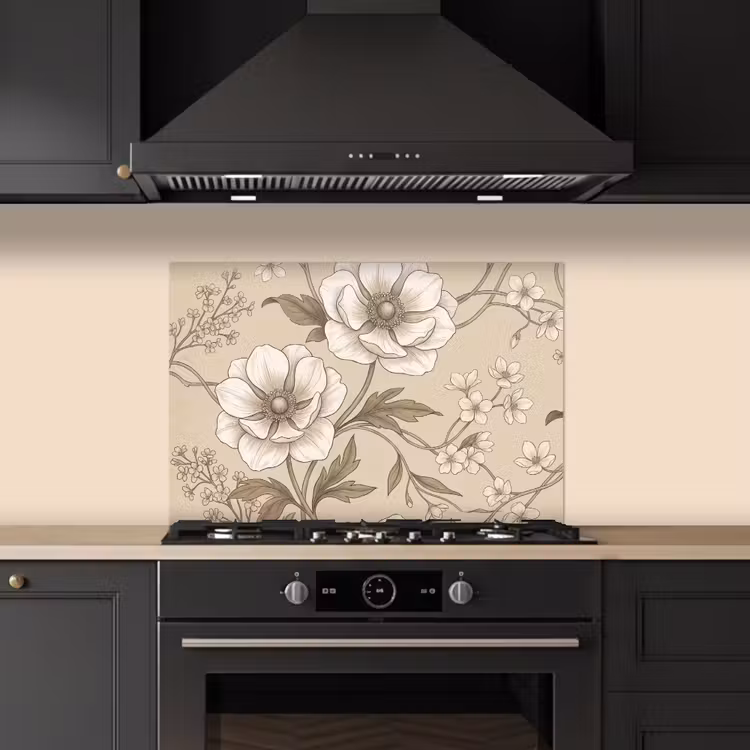 Fond de hotte - Fleurs - Motif - Beige — 5