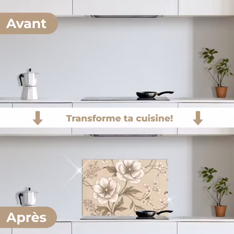 Fond de hotte - Fleurs - Motif - Beige — 7