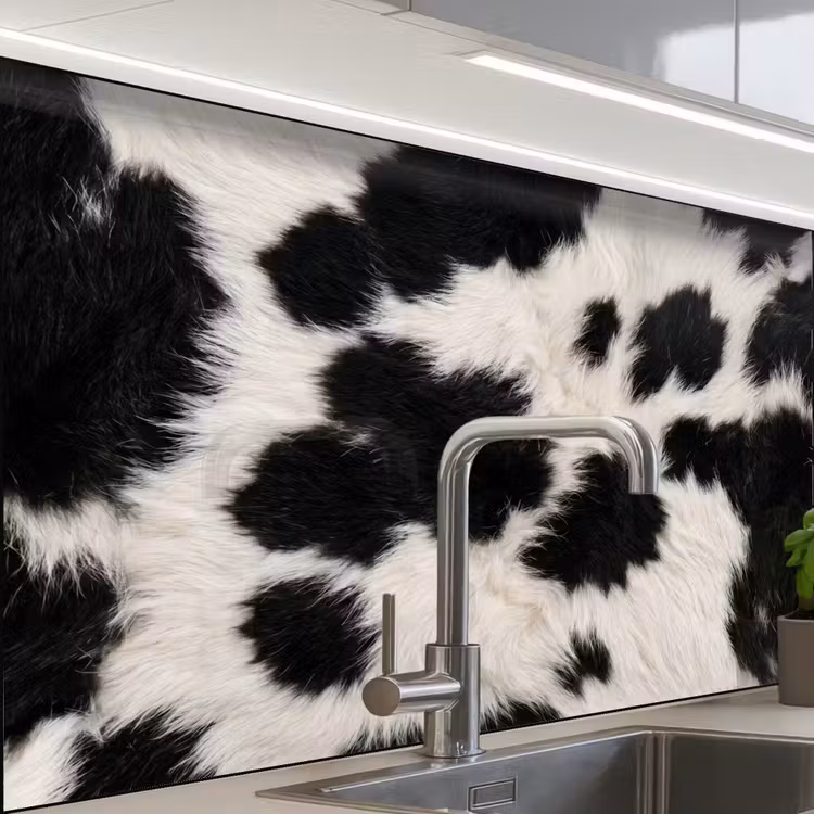 Crédence cuisine - Fourrure - Texture - Noir - Blanc — 1