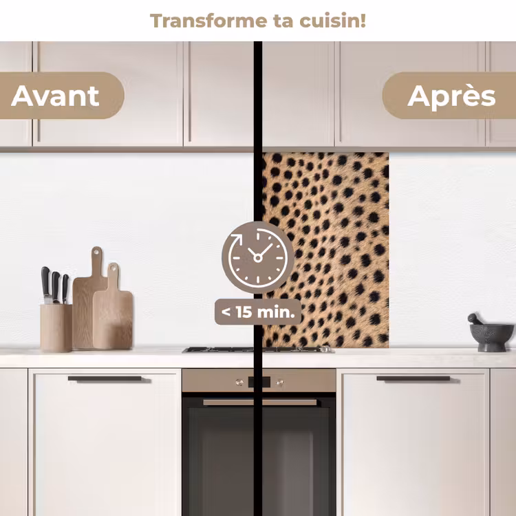 Crédence cuisine - Manteau - Guépard - Noir - Blanc — 2