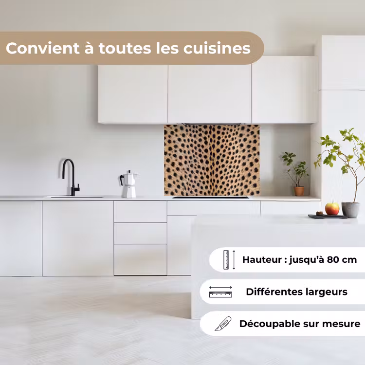 Crédence cuisine - Manteau - Guépard - Noir - Blanc — 6