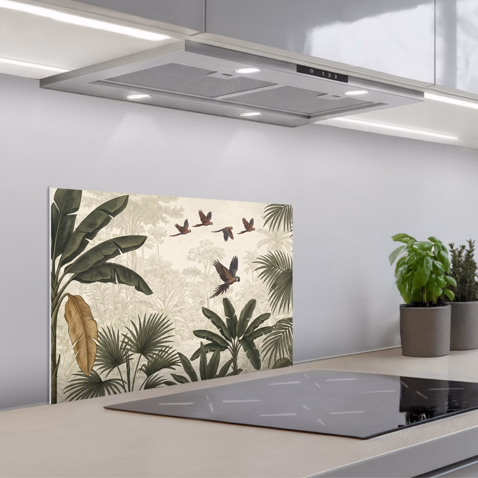 Fond de hotte - Perroquets - Jungle - Tropical - Vert — 1