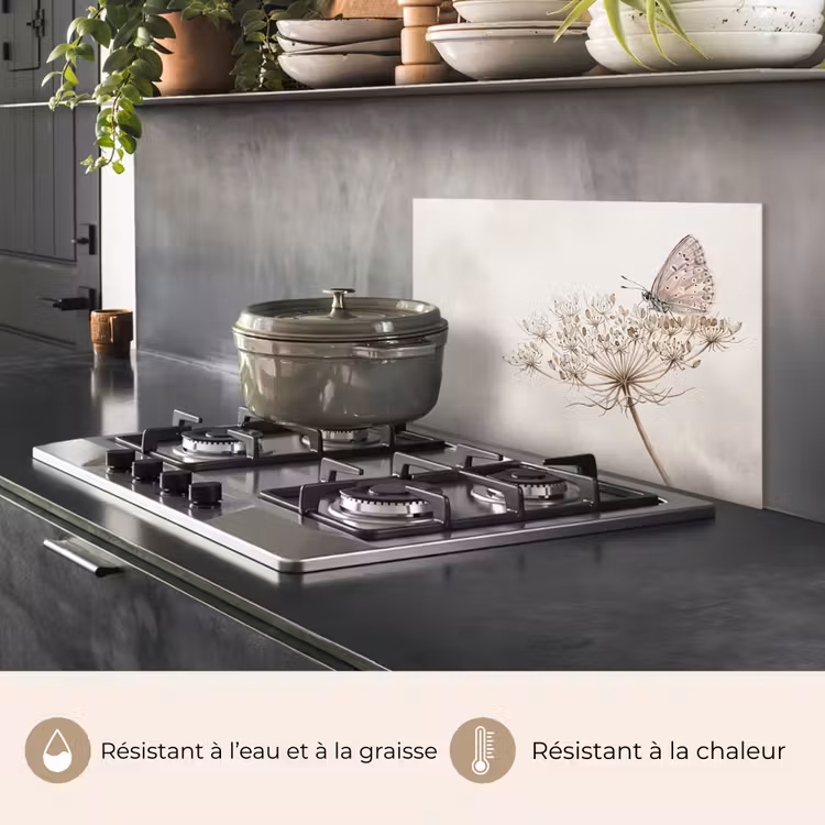 Fond de hotte - Papillon - Fleur -Nature - Beige — 2