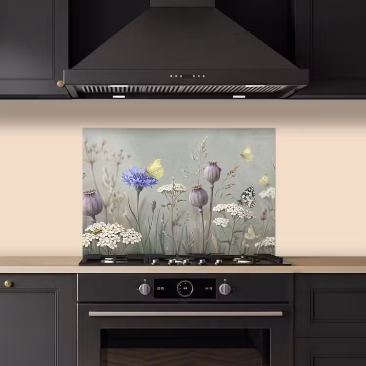 Fond de hotte - Papillons - Fleurs sauvages - Illustration - Coloré — 5
