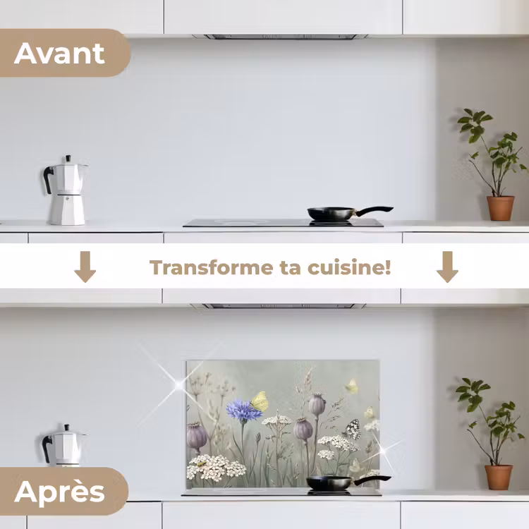 Fond de hotte - Papillons - Fleurs sauvages - Illustration - Coloré — 7