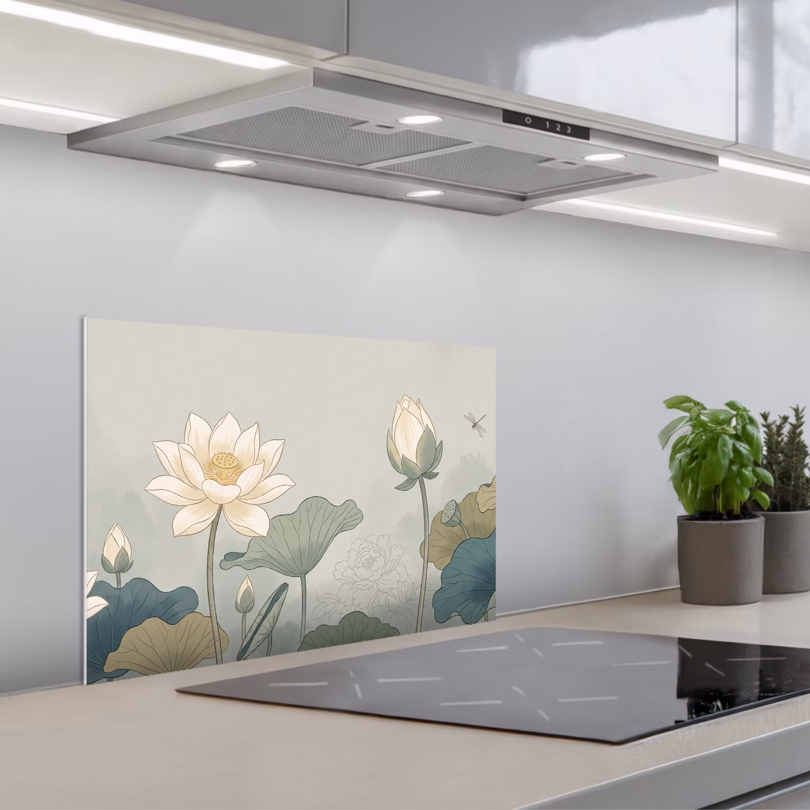 Fond de hotte - Lotus - Fleurs - Vert — 1