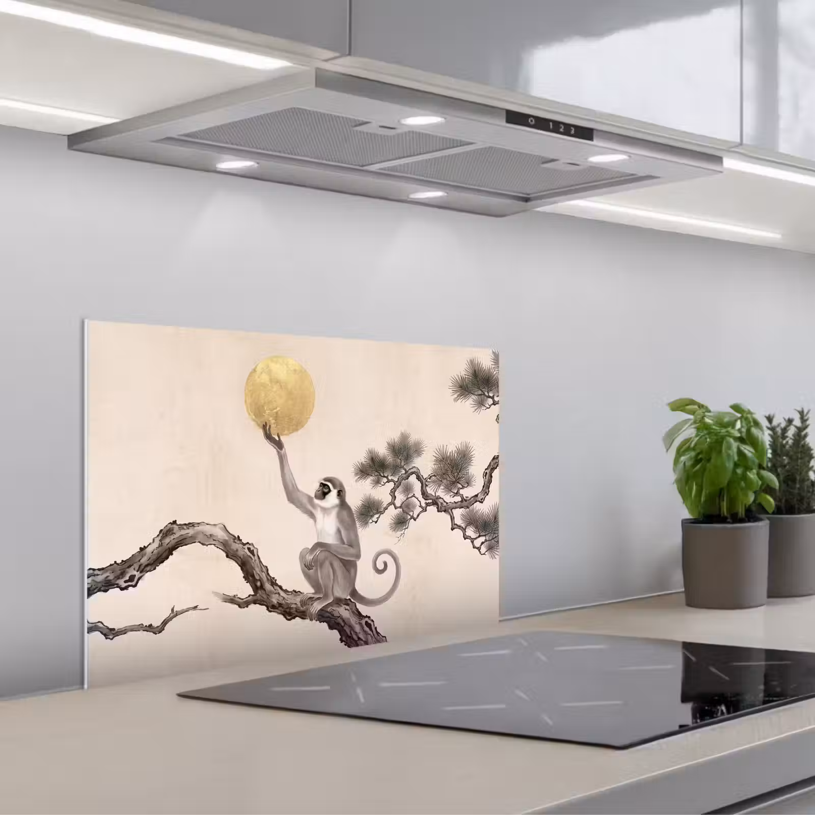 Fond de hotte - Singe - Lune - Or — 1