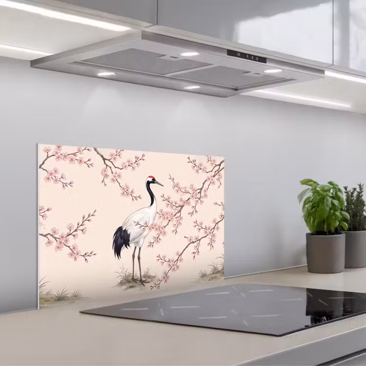 Fond de hotte - Asiatique - Grue - Beige — 1
