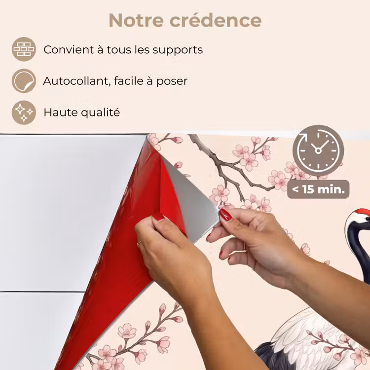 Fond de hotte - Asiatique - Grue - Beige — 4
