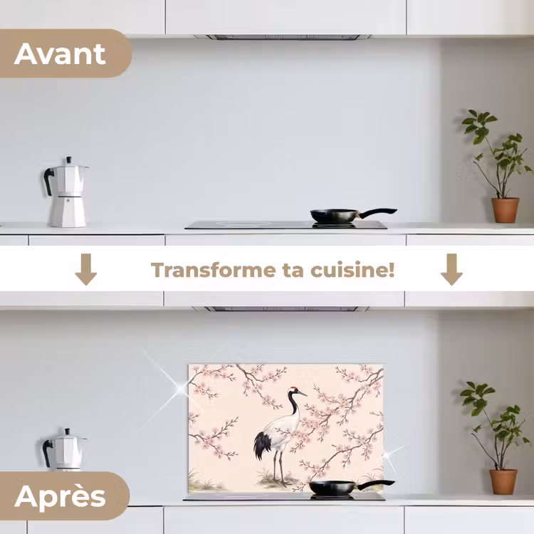 Fond de hotte - Asiatique - Grue - Beige — 7