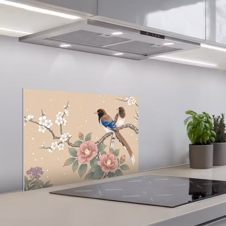 Fond de hotte - Fleurs - Oiseaux - Fleurs — 1