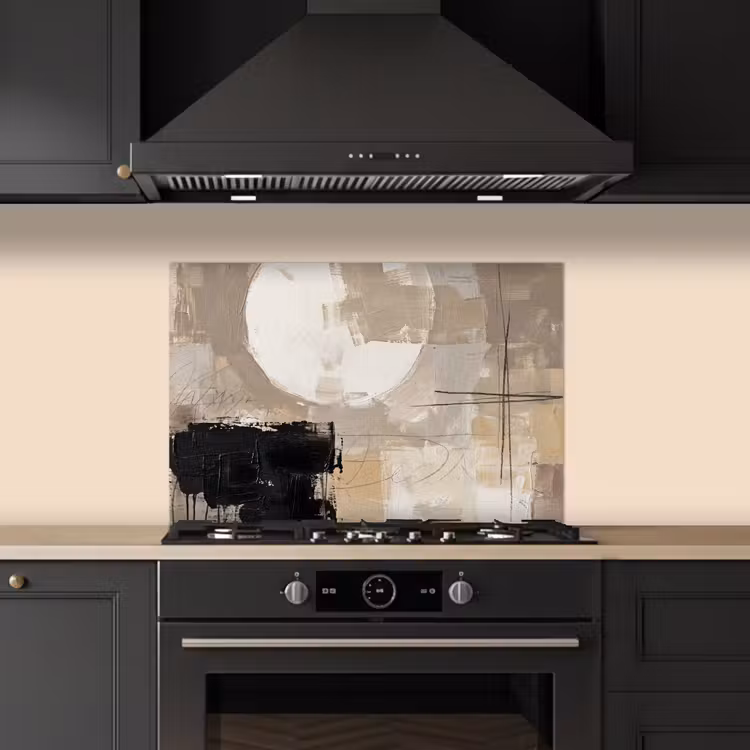 Fond de hotte - Abstrait - Cercle - Moderne - Beige - Noir - Minimaliste — 5
