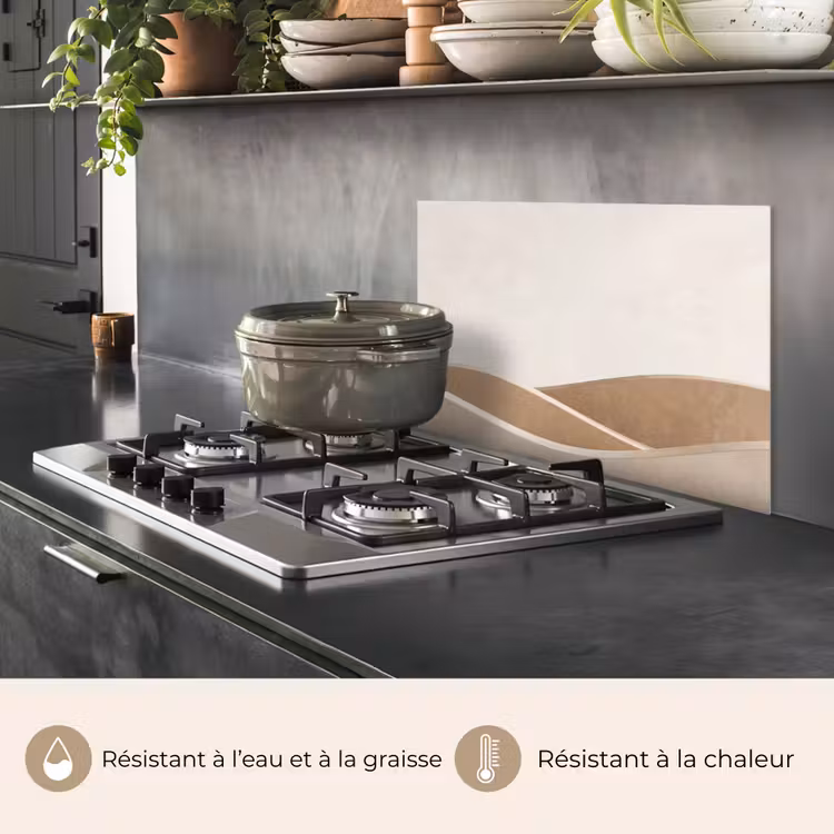 Fond de hotte - Abstrait - Vagues - Moderne - Beige — 2