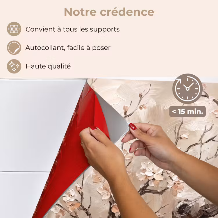 Fond de hotte - Fleur - Branches - Peinture - Beige - Sereine — 4