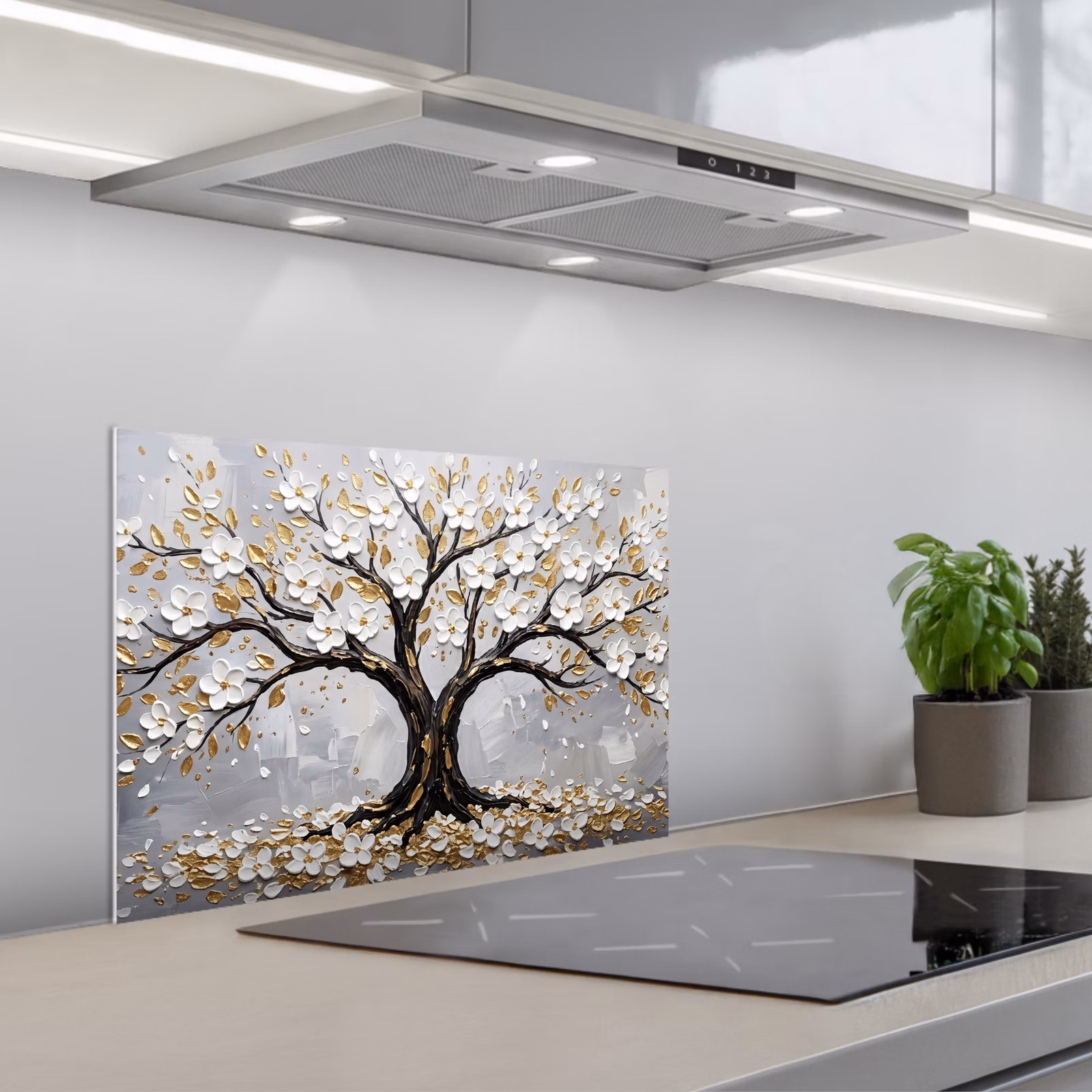 Fond de hotte - Arbre - Fleurs - Nature - Abstrait - Blanc — 1